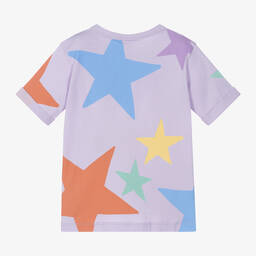 Stella McCartney Kids-Фиолетовая хлопковая футболка со звездами для девочек | Childrensalon Outlet