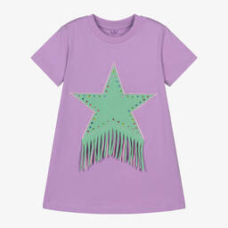 Stella McCartney Kids-Фиолетовое платье-футболка из хлопка | Childrensalon Outlet