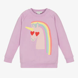 Stella McCartney Kids-Фиолетовый хлопковый свитшот с единорогом | Childrensalon Outlet