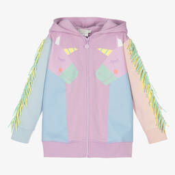 Stella McCartney Kids-Фиолетовый хлопковый топ на молнии с единорогами | Childrensalon Outlet