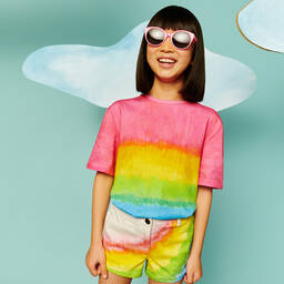 Stella McCartney Kids-Хлопковая футболка радужной расцветки для девочек | Childrensalon Outlet