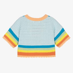 Stella McCartney Kids-Вязаный крючком кардиган в радужную полоску | Childrensalon Outlet