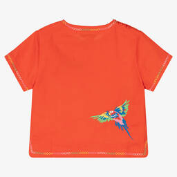 Stella McCartney Kids-Красная блузка из хлопка и льна | Childrensalon Outlet