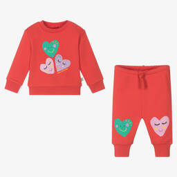 Stella McCartney Kids-Красный спортивный костюм из хлопка с сердечками | Childrensalon Outlet