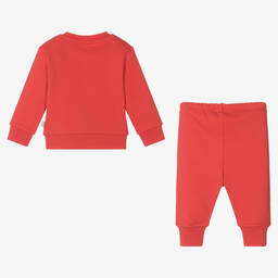 Stella McCartney Kids-Красный спортивный костюм из хлопка с сердечками | Childrensalon Outlet