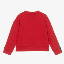 Stella McCartney Kids-Красный свитшот из органического хлопка с бахромой | Childrensalon Outlet