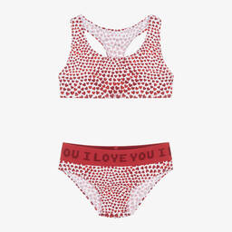 Stella McCartney Kids-Girls Red Heart Print Bikini (UPF50+) | Childrensalon Outlet