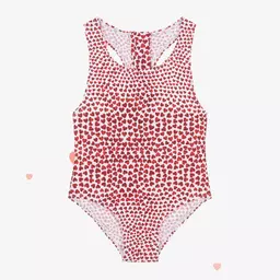 Stella McCartney Kids-مايو بطبعة قلوب لون أحمر للمراهقات (UPF50+) | Childrensalon Outlet