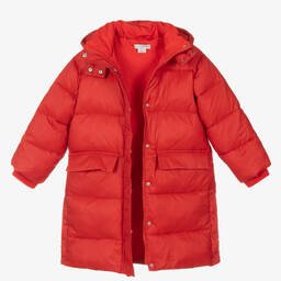 Stella McCartney Kids-معطف بافر هودي لون أحمر للبنات | Childrensalon Outlet
