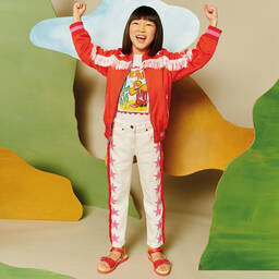 Stella McCartney Kids-صندل جلد صناعي لون أحمر وزهري للبنات | Childrensalon Outlet