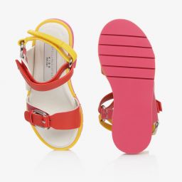 Stella McCartney Kids-صندل جلد صناعي لون أحمر وزهري للبنات | Childrensalon Outlet
