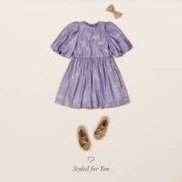 Stella McCartney Kids-Girls Shimmering Purple Lamé Dress | Childrensalon Outlet