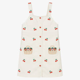 Stella McCartney Kids-Girls Soft Denim Cherry Pinafore | Childrensalon Outlet