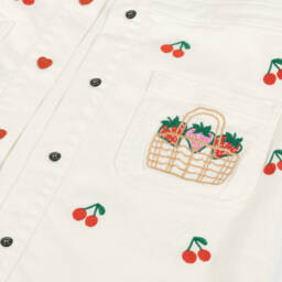 Stella McCartney Kids-Girls Soft Denim Cherry Pinafore | Childrensalon Outlet