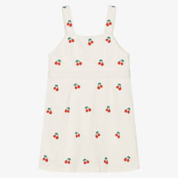 Stella McCartney Kids-Girls Soft Denim Cherry Pinafore | Childrensalon Outlet