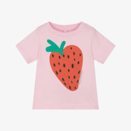 Stella McCartney Kids-Girls Soft Pink Strawberry Tee | Childrensalon Outlet