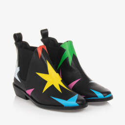 Stella McCartney Kids-Girls Starry Black Ankle Boots | Childrensalon Outlet