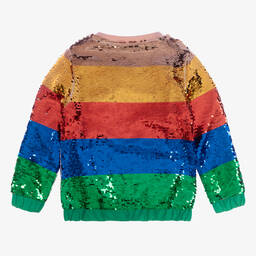 Stella McCartney Kids-Girls Striped Sequin Cotton Sweatshirt | Childrensalon Outlet