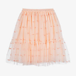 Stella McCartney Kids-Girls Tulle Skirt with Heart Embroidery | Childrensalon Outlet
