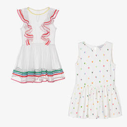Stella McCartney Kids-Girls White 2-In-1 Jersey & Tulle Dress | Childrensalon Outlet