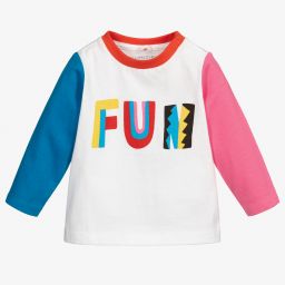 Stella McCartney Kids-Белый топ с цветовыми блоками для девочек | Childrensalon Outlet