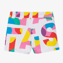 Stella McCartney Kids-Белые шорты с разноцветным логотипом | Childrensalon Outlet