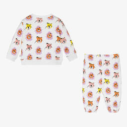 Stella McCartney Kids-Girls White Cotton Big Cat Logo Tracksuit | Childrensalon Outlet