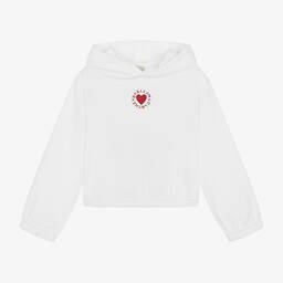 Stella McCartney Kids-توب هودي بطبعة قلب قطن عضوي لون أبيض للبنات | Childrensalon Outlet