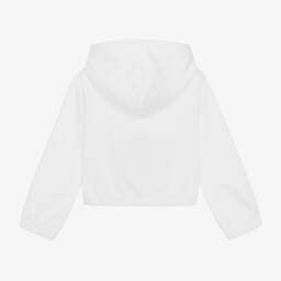 Stella McCartney Kids-توب هودي بطبعة قلب قطن عضوي لون أبيض للبنات | Childrensalon Outlet