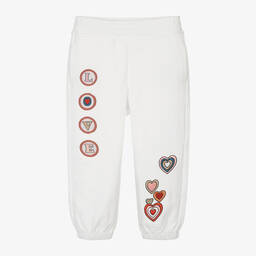 Stella McCartney Kids-Girls White Cotton Hearts Joggers | Childrensalon Outlet