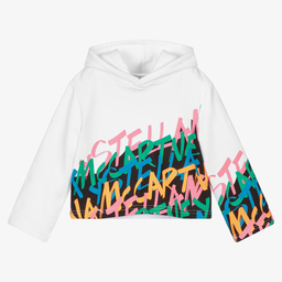 Stella McCartney Kids-Girls White Cotton Hoodie | Childrensalon Outlet