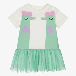 Stella McCartney Kids-Белое хлопковое платье с морскими коньками для девочек | Childrensalon Outlet