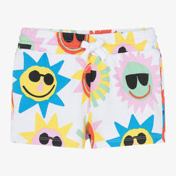 Stella McCartney Kids-Girls White Cotton Sun Print Shorts | Childrensalon Outlet