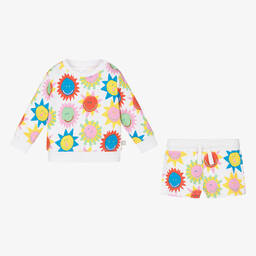 Stella McCartney Kids-Girls White Cotton Sun Short Tracksuit | Childrensalon Outlet