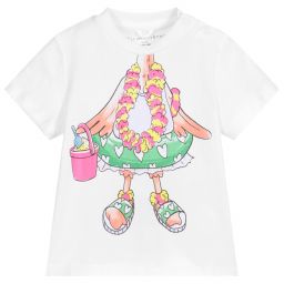 Stella McCartney Kids-Белая хлопковая футболка для девочек | Childrensalon Outlet