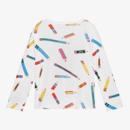 Stella McCartney Kids-توب قطن عضوي لون أبيض للبنات | Childrensalon Outlet