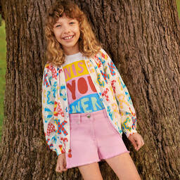 Stella McCartney Kids-Белая хлопковая футболка для девочек | Childrensalon Outlet