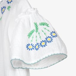 Stella McCartney Kids-بلوز قطن عضوي مطرز لون أبيض للبنات | Childrensalon Outlet