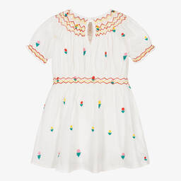 Stella McCartney Kids-Белое платье с вышитыми цветами | Childrensalon Outlet