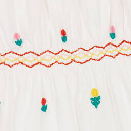 Stella McCartney Kids-Белое платье с вышитыми цветами | Childrensalon Outlet