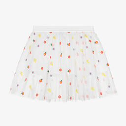 Stella McCartney Kids-Белая юбка из тюля с вышивкой | Childrensalon Outlet