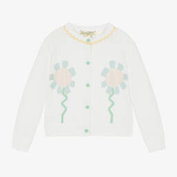 Stella McCartney Kids-Girls White Floral Cotton Cardigan | Childrensalon Outlet