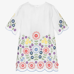 Stella McCartney Kids-Белое платье с цветами для девочек | Childrensalon Outlet