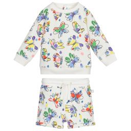 Stella McCartney Kids-Girls White Jersey Shorts Set | Childrensalon Outlet