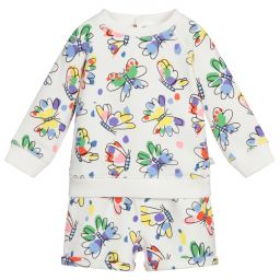 Stella McCartney Kids-Girls White Jersey Shorts Set | Childrensalon Outlet