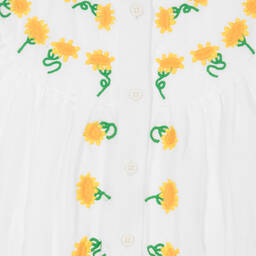 Stella McCartney Kids-Girls White Linen Sunflower Dress | Childrensalon Outlet