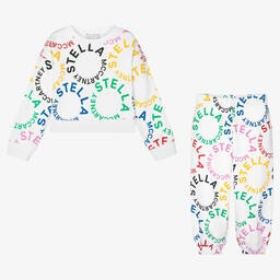 Stella McCartney Kids-Girls White Organic Cotton Tracksuit | Childrensalon Outlet