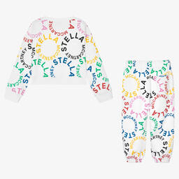 Stella McCartney Kids-Girls White Organic Cotton Tracksuit | Childrensalon Outlet