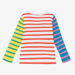Stella McCartney Kids-Girls White Striped Slogan Top | Childrensalon Outlet