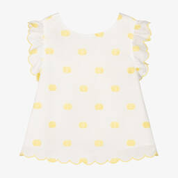 Stella McCartney Kids-Girls White & Yellow Polka Dot Blouse | Childrensalon Outlet